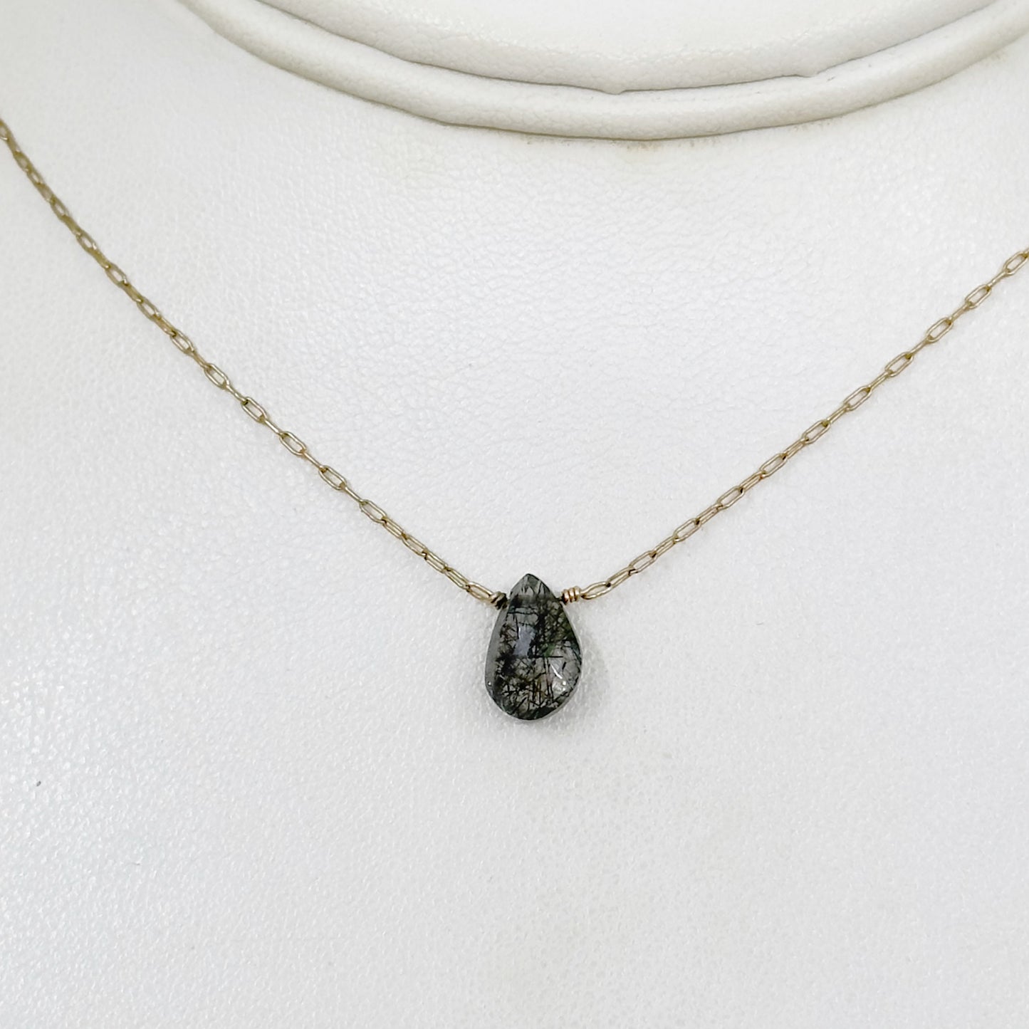 Hand Made 14k Gold Filled rutilated quartz bead necklace GM890