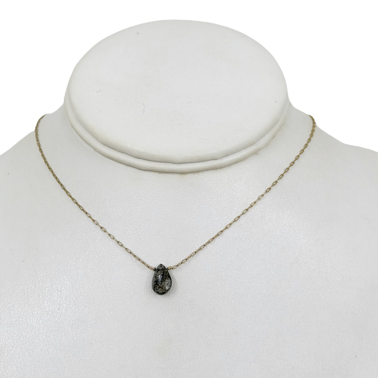 Hand Made 14k Gold Filled rutilated quartz bead necklace GM890