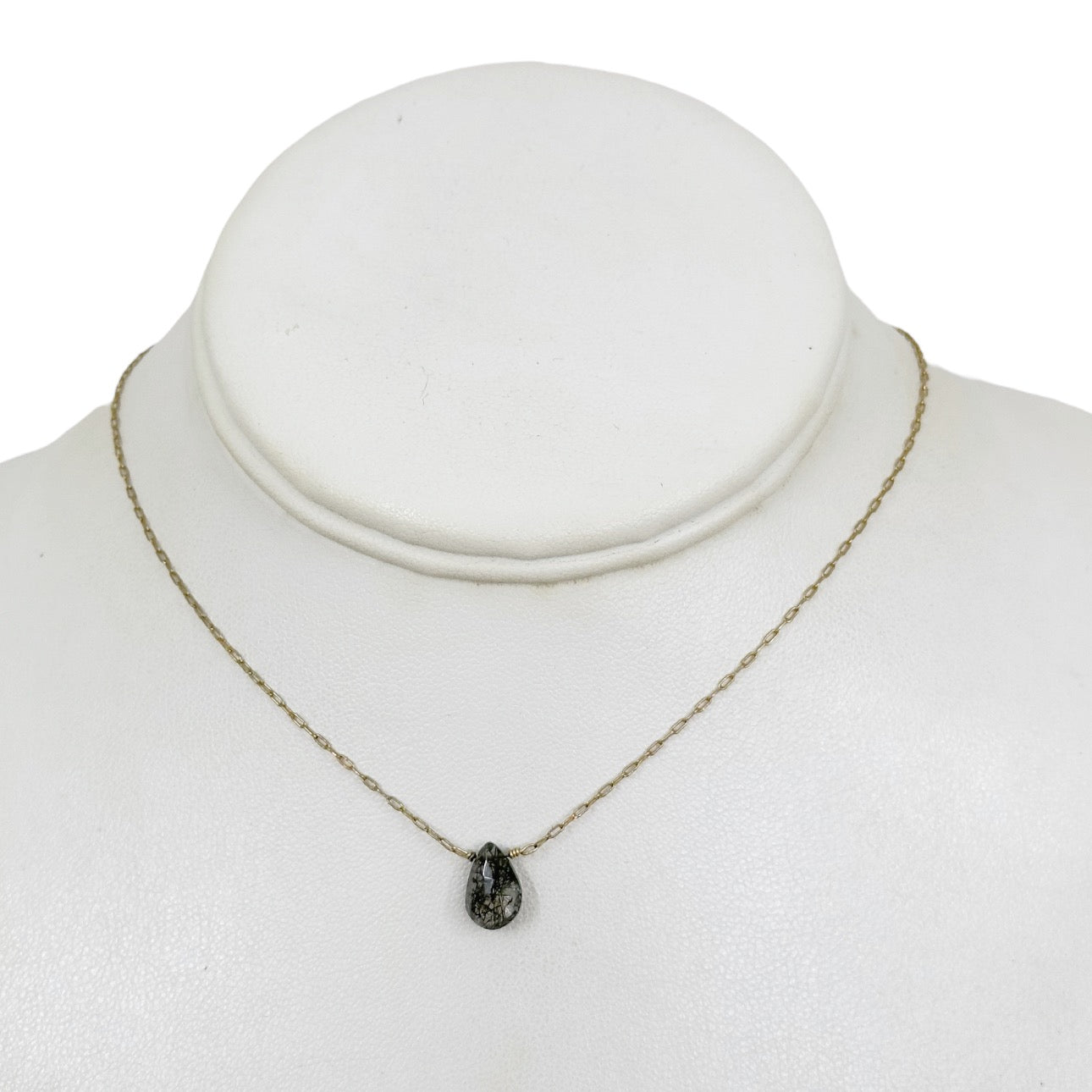 Hand Made 14k Gold Filled rutilated quartz bead necklace GM890