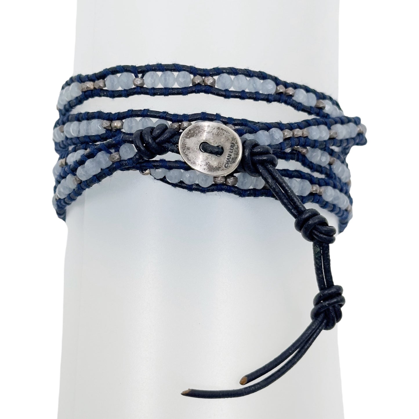 Chan Luu Sterling silver Chalcedony wrap leather bracelet - GM9