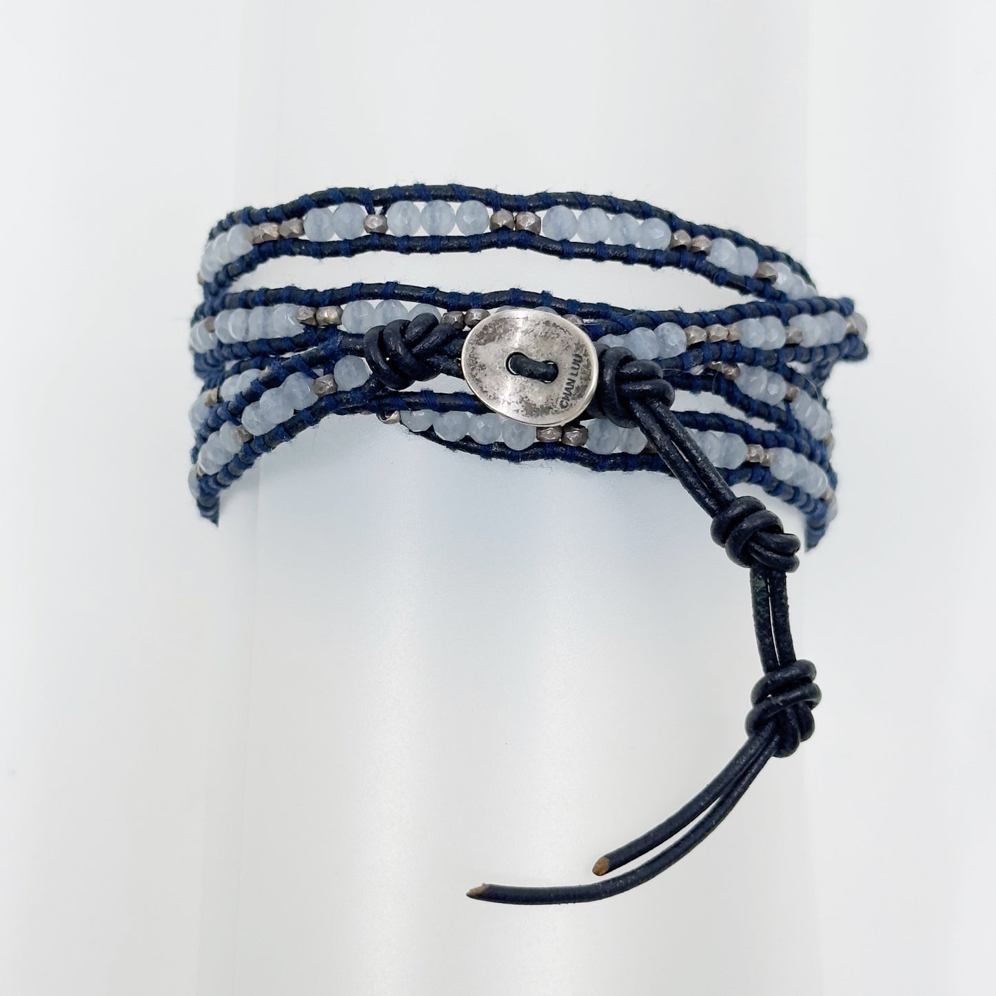 Chan Luu Sterling silver Chalcedony wrap leather bracelet - GM9