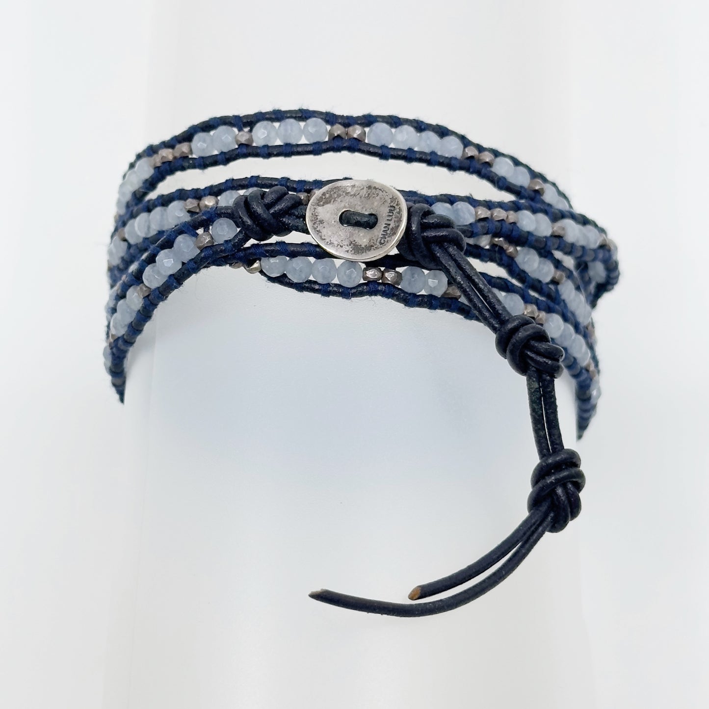 Chan Luu Sterling silver Chalcedony wrap leather bracelet - GM9