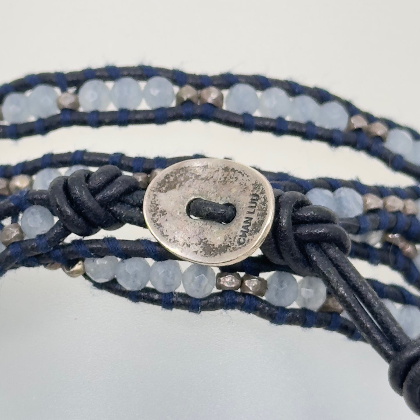 Chan Luu Sterling silver Chalcedony wrap leather bracelet - GM9