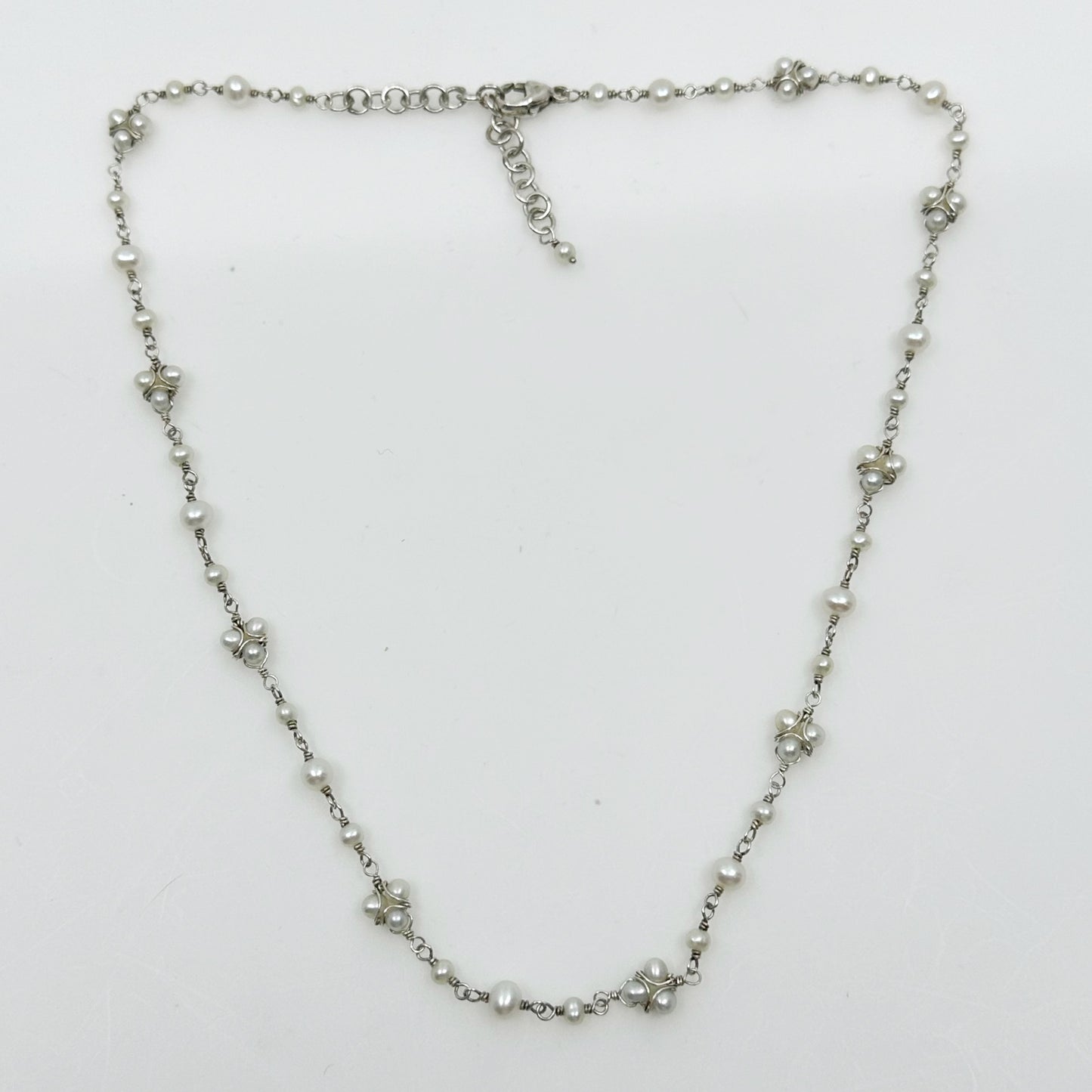 Hand Made sterling silver Silver freshwater pearl bead necklace GM904