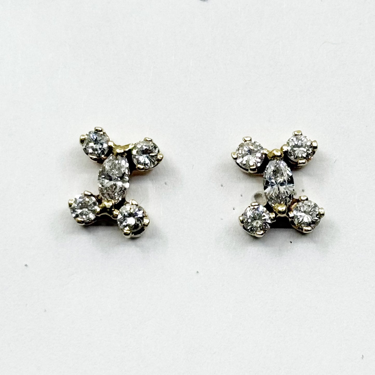 Hand Made 14k gold 1.25 carat diamond CC stud earrings - GM907