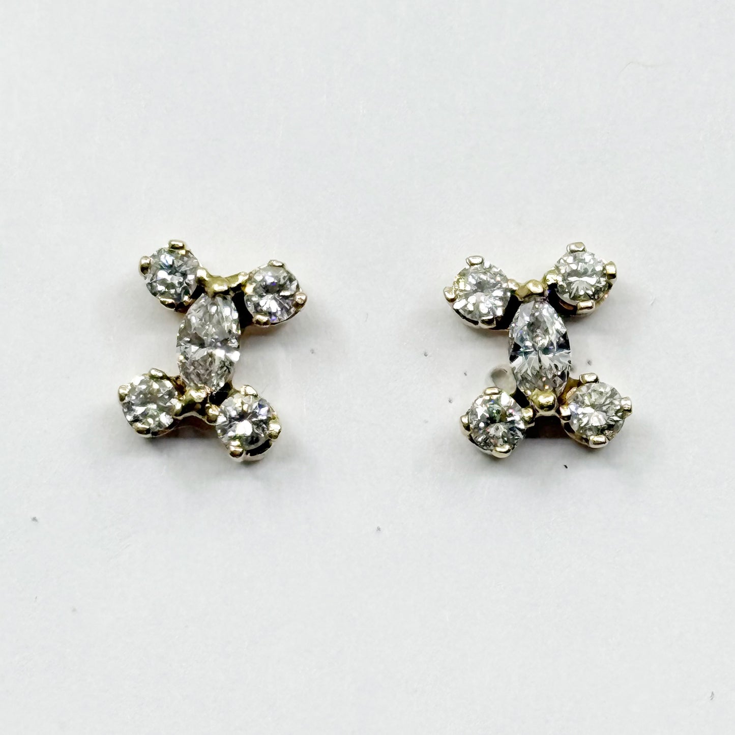 Hand Made 14k gold 1.25 carat diamond CC stud earrings - GM907