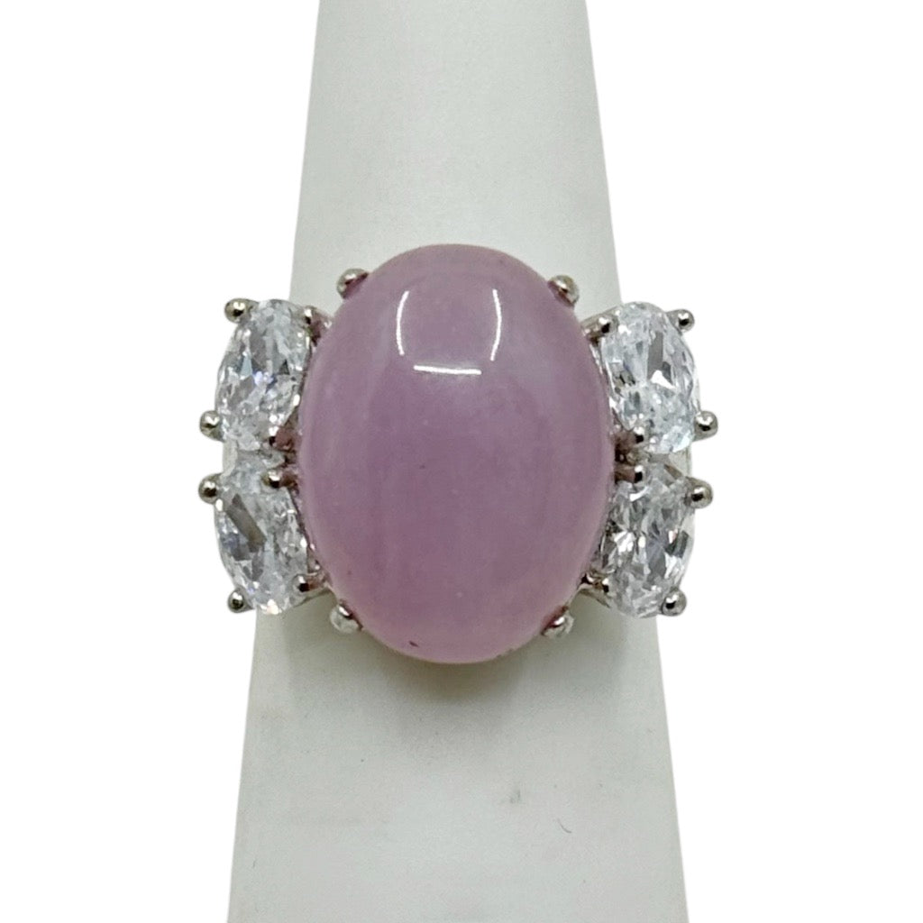 sterling silver rose quartz cubic zirconia ring - GM907