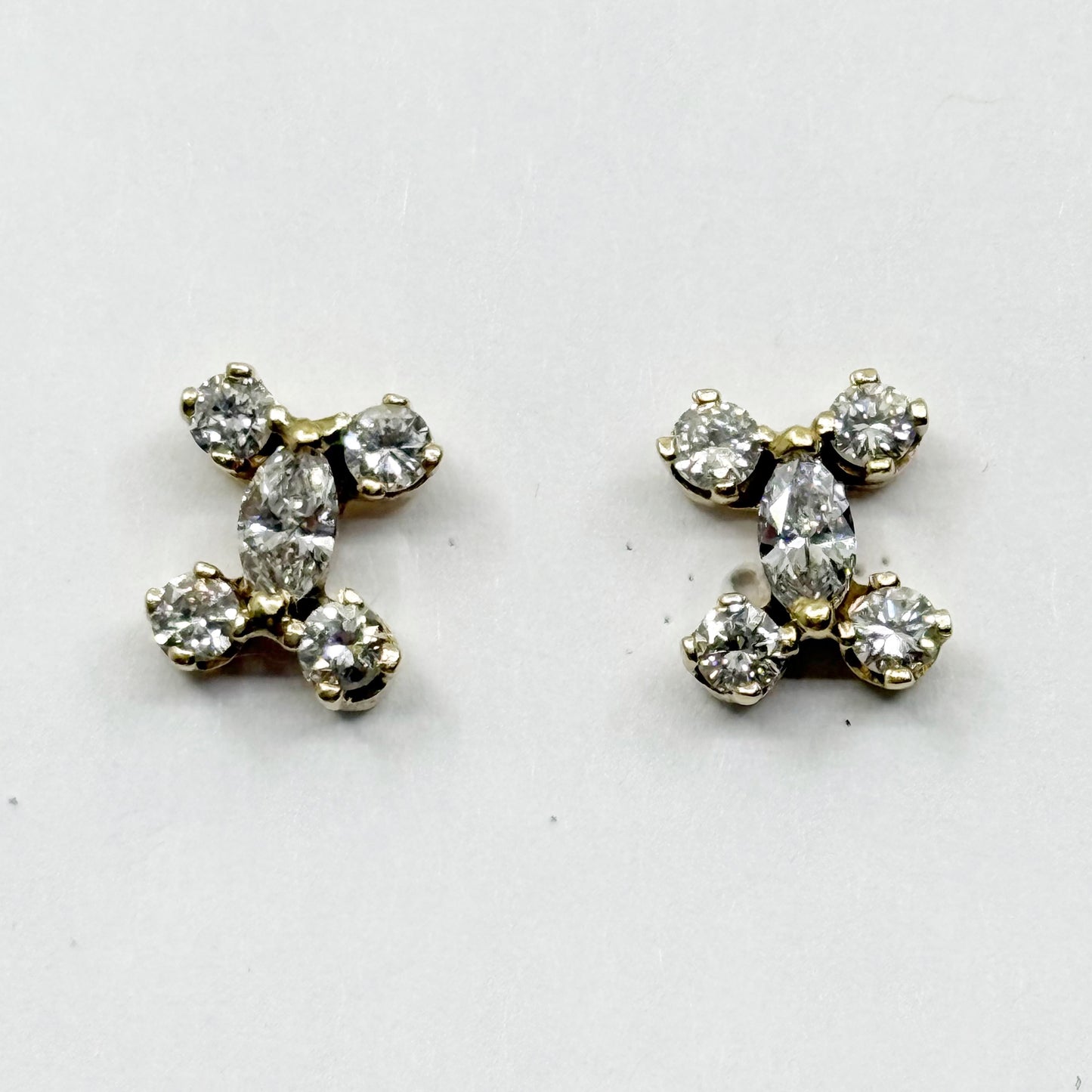 Hand Made 14k gold 1.25 carat diamond CC stud earrings - GM907