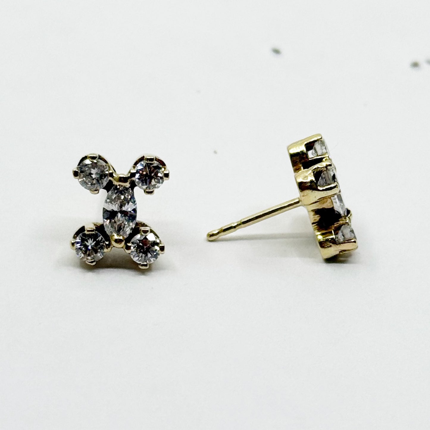 Hand Made 14k gold 1.25 carat diamond CC stud earrings - GM907