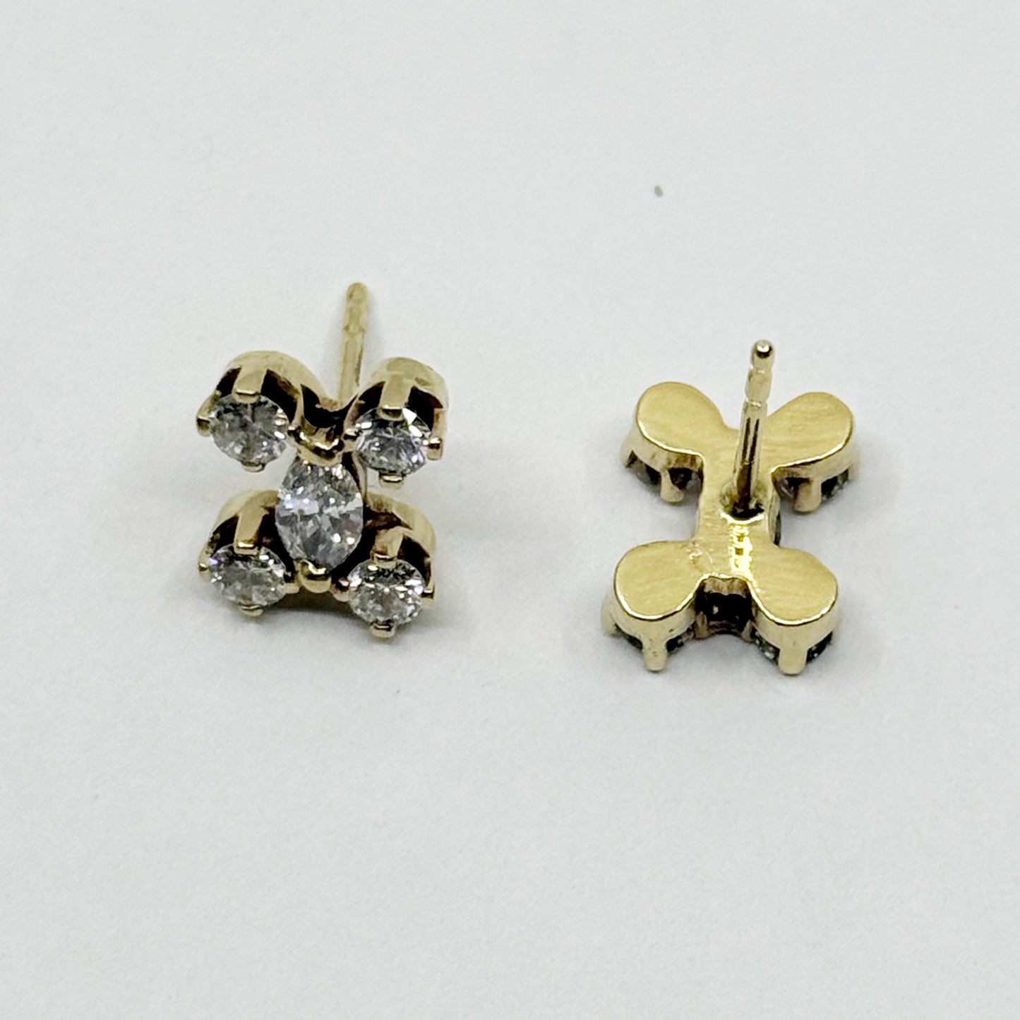 Hand Made 14k gold 1.25 carat diamond CC stud earrings - GM907