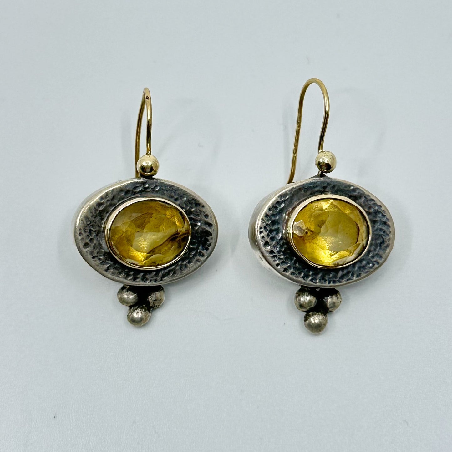 Hand Made 14k gold & Sterling silver citrine earrings GM911