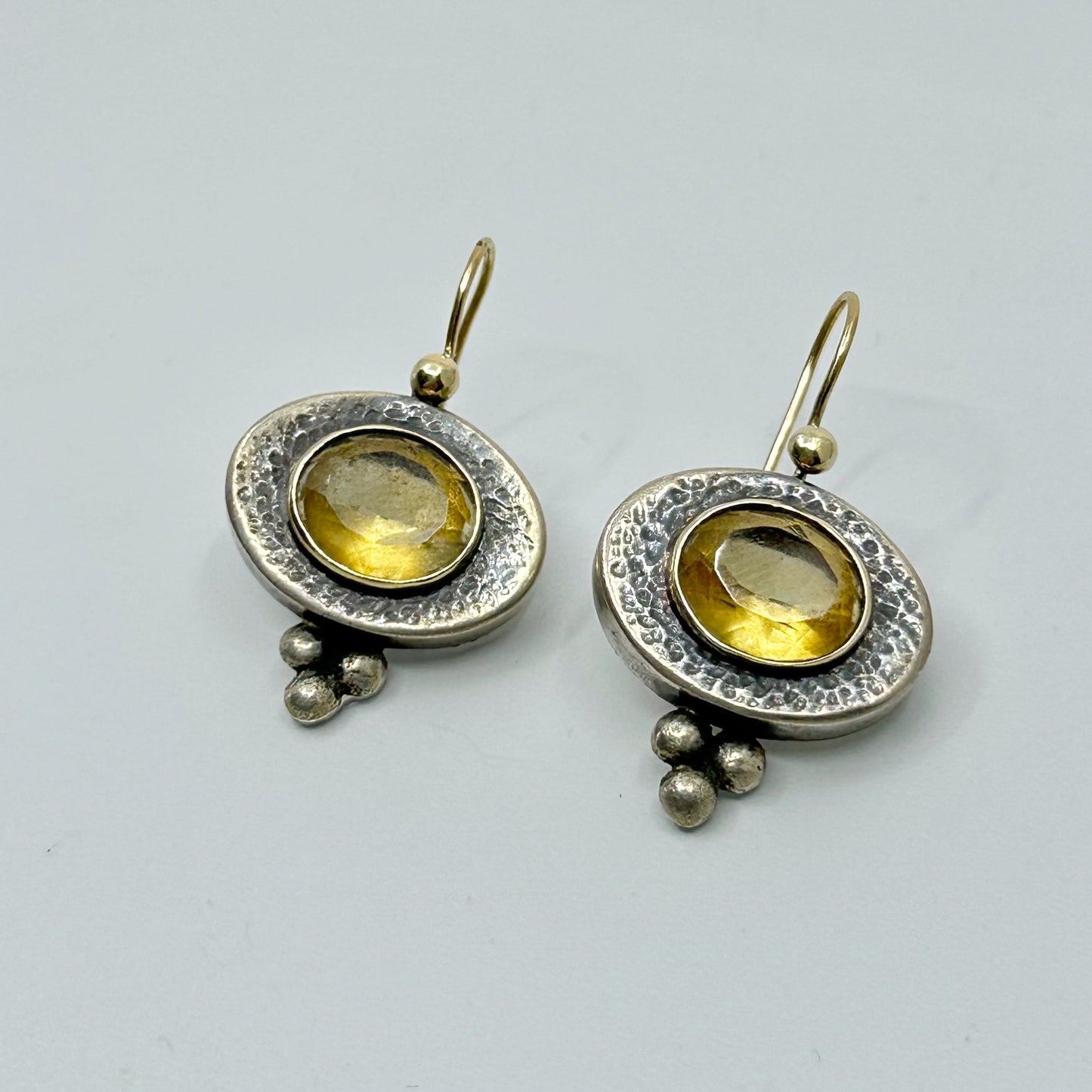 Hand Made 14k gold & Sterling silver citrine earrings GM911