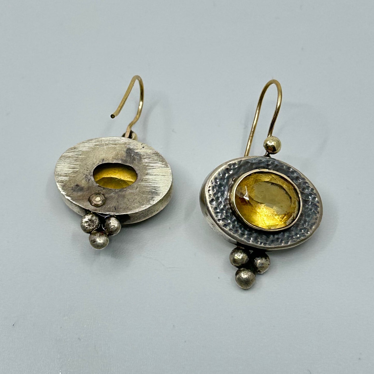 Hand Made 14k gold & Sterling silver citrine earrings GM911