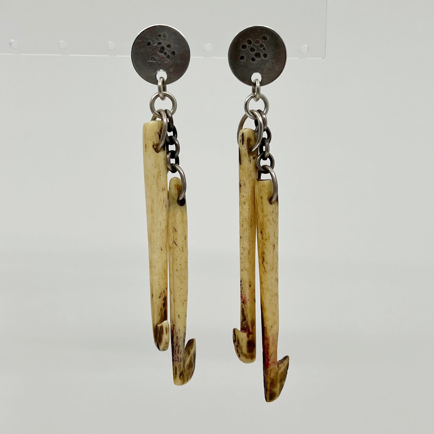 Hand Made Sterling silver bone earrings GM915