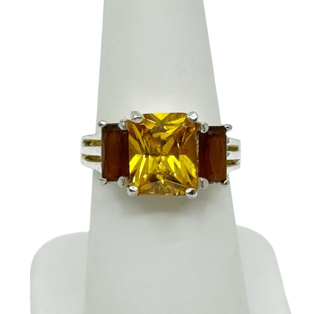 sterling silver citrine & Spessartine garnet ring - GM918