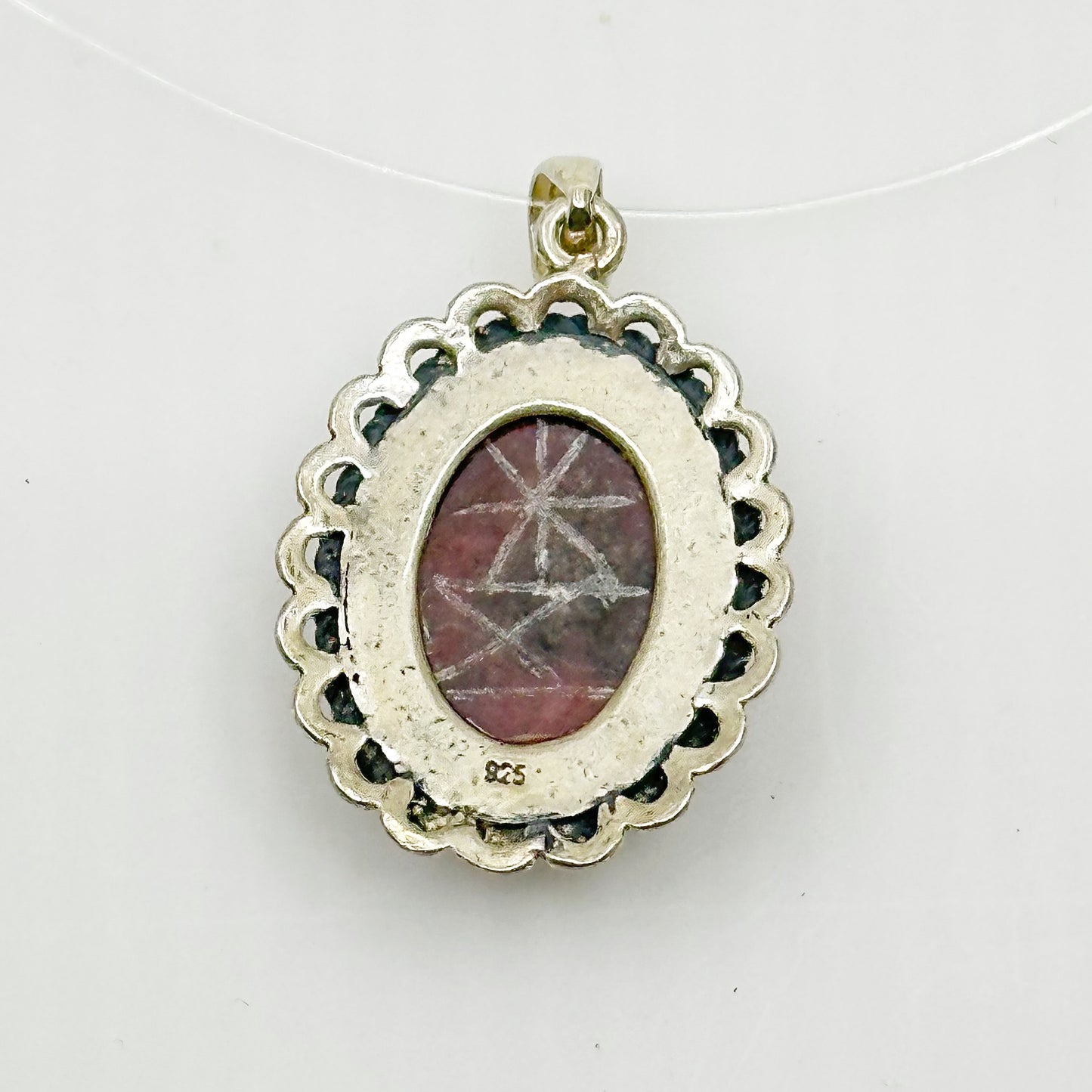 Sterling silver rhodochrosite scarab Pendant - GM92