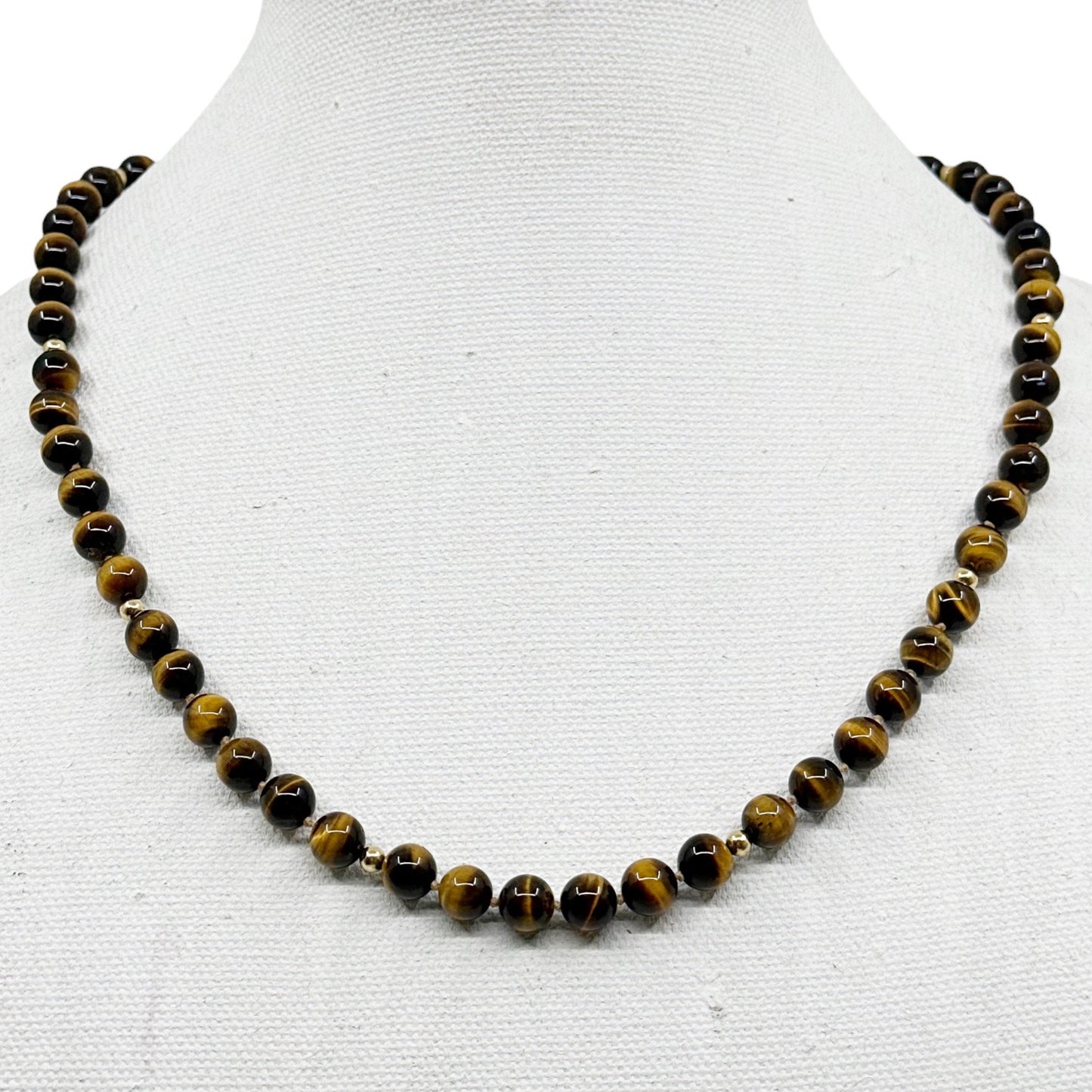 14k Gold tiger eye bead necklace GM920