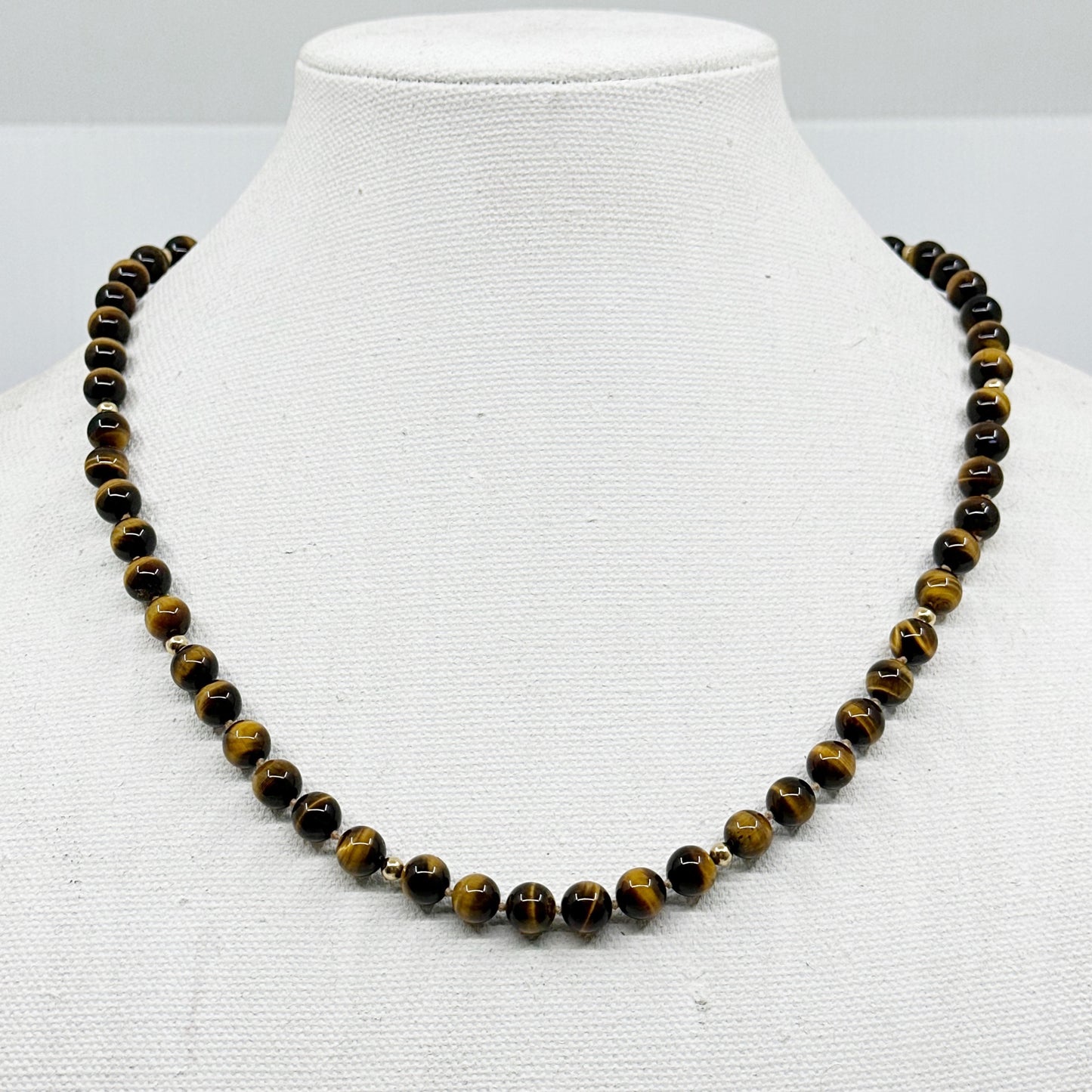 14k Gold tiger eye bead necklace GM920