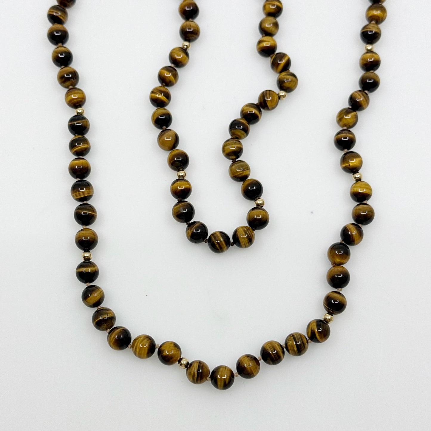 14k Gold tiger eye bead necklace GM920