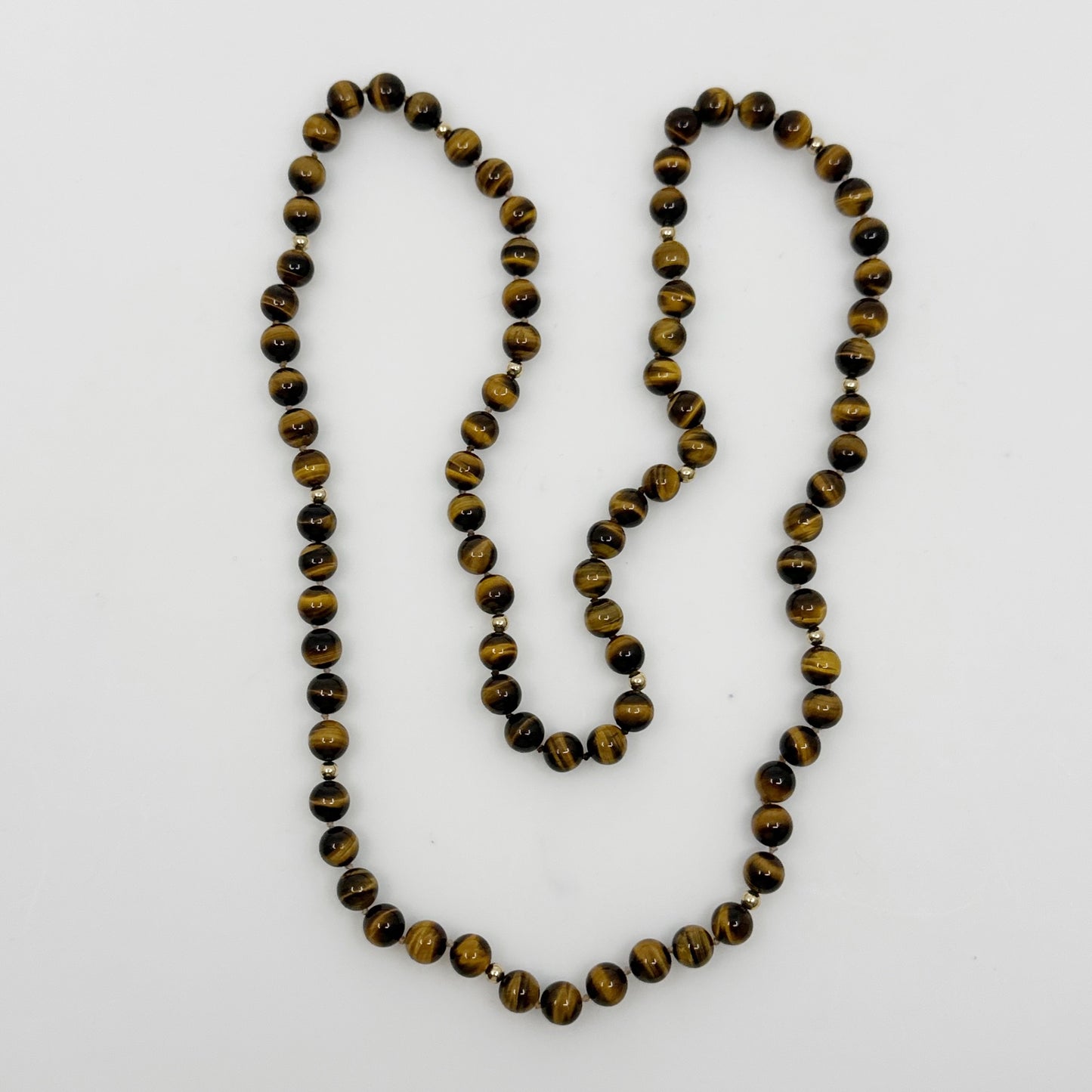 14k Gold tiger eye bead necklace GM920