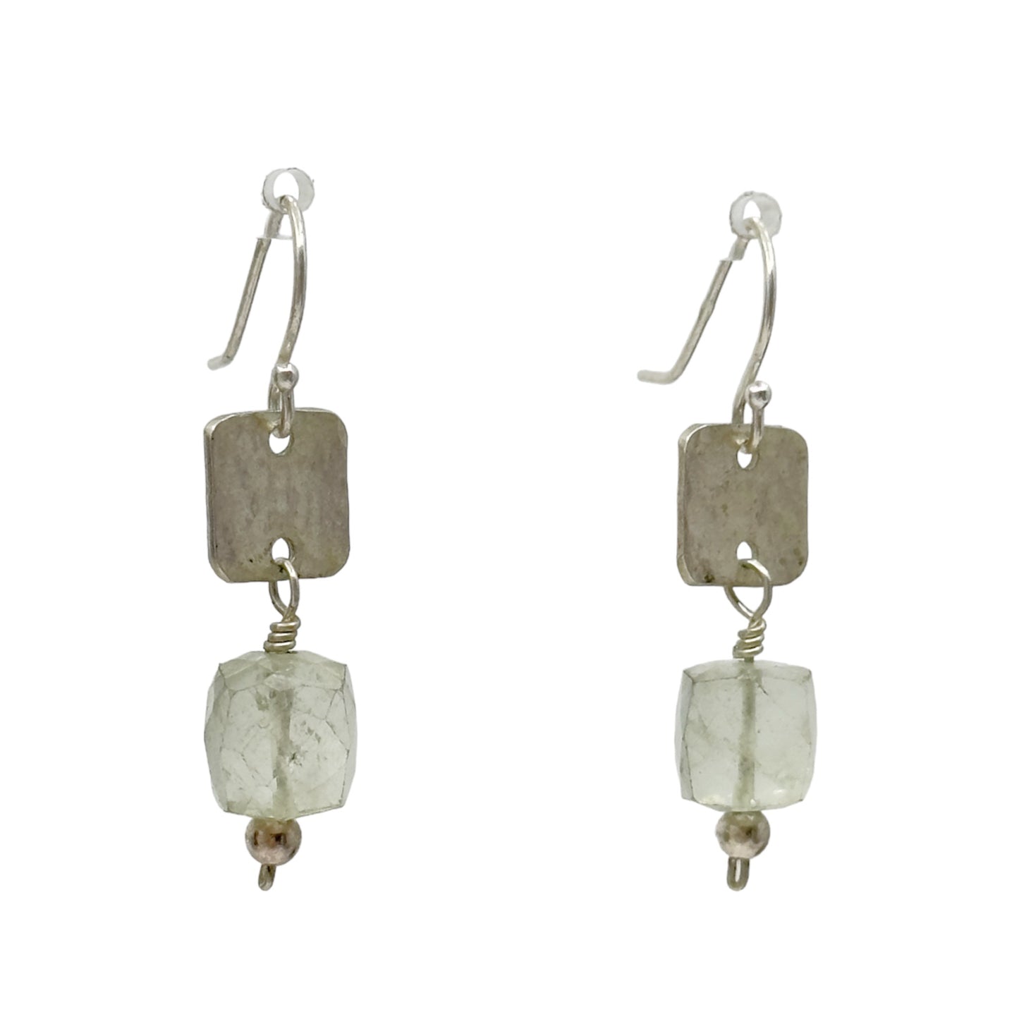Hand Made sterling silver Prasiolite bead earrings GM922