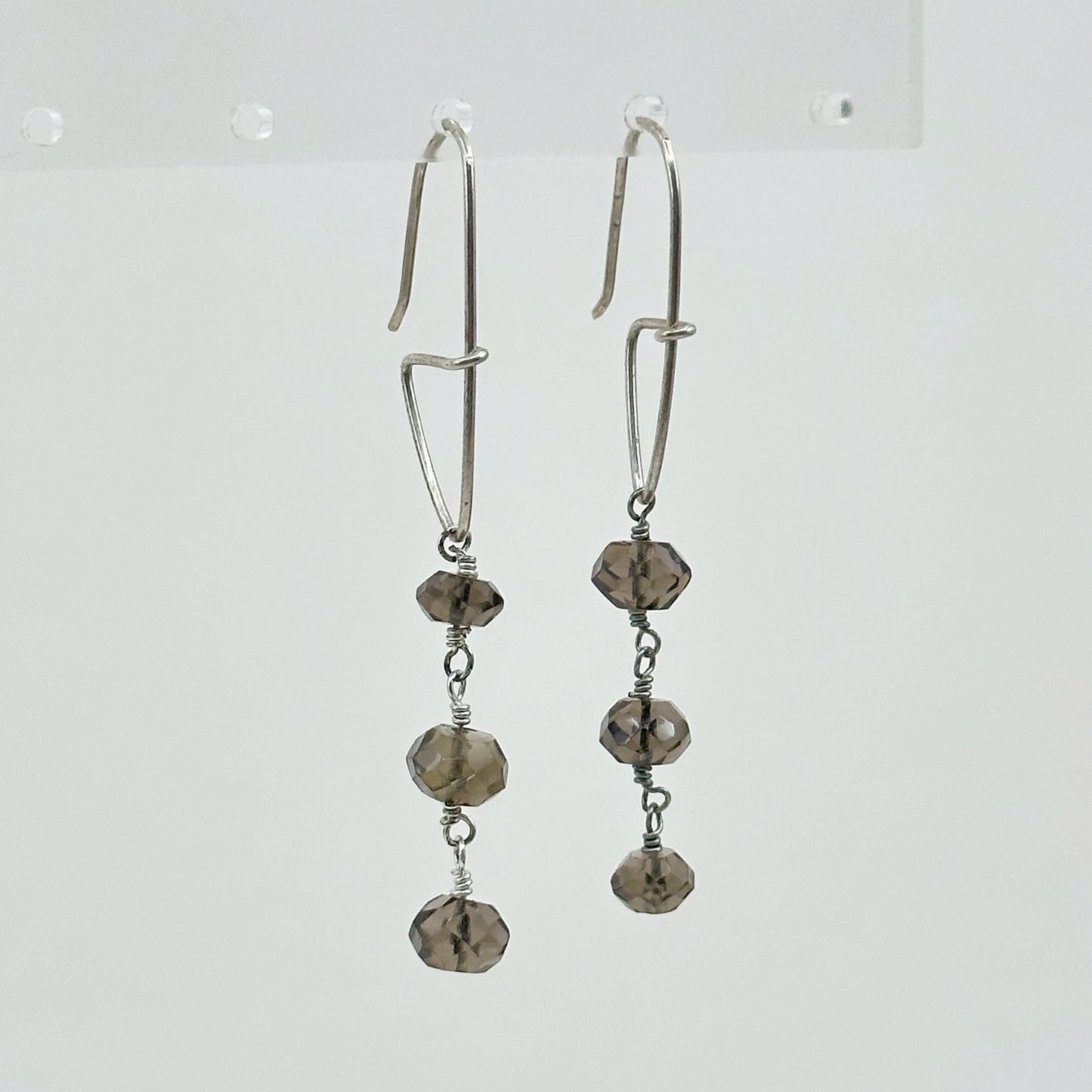 Hand Made Sterling silver smoky quartz earrings - GM93
