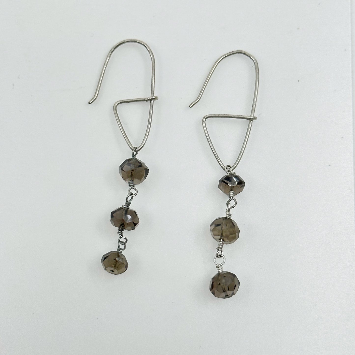 Hand Made Sterling silver smoky quartz earrings - GM93