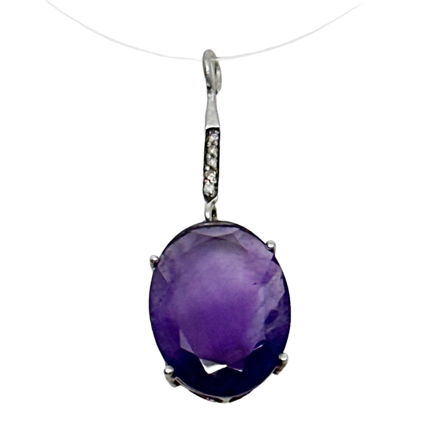 Sterling silver amethyst & diamond Pendant GM931