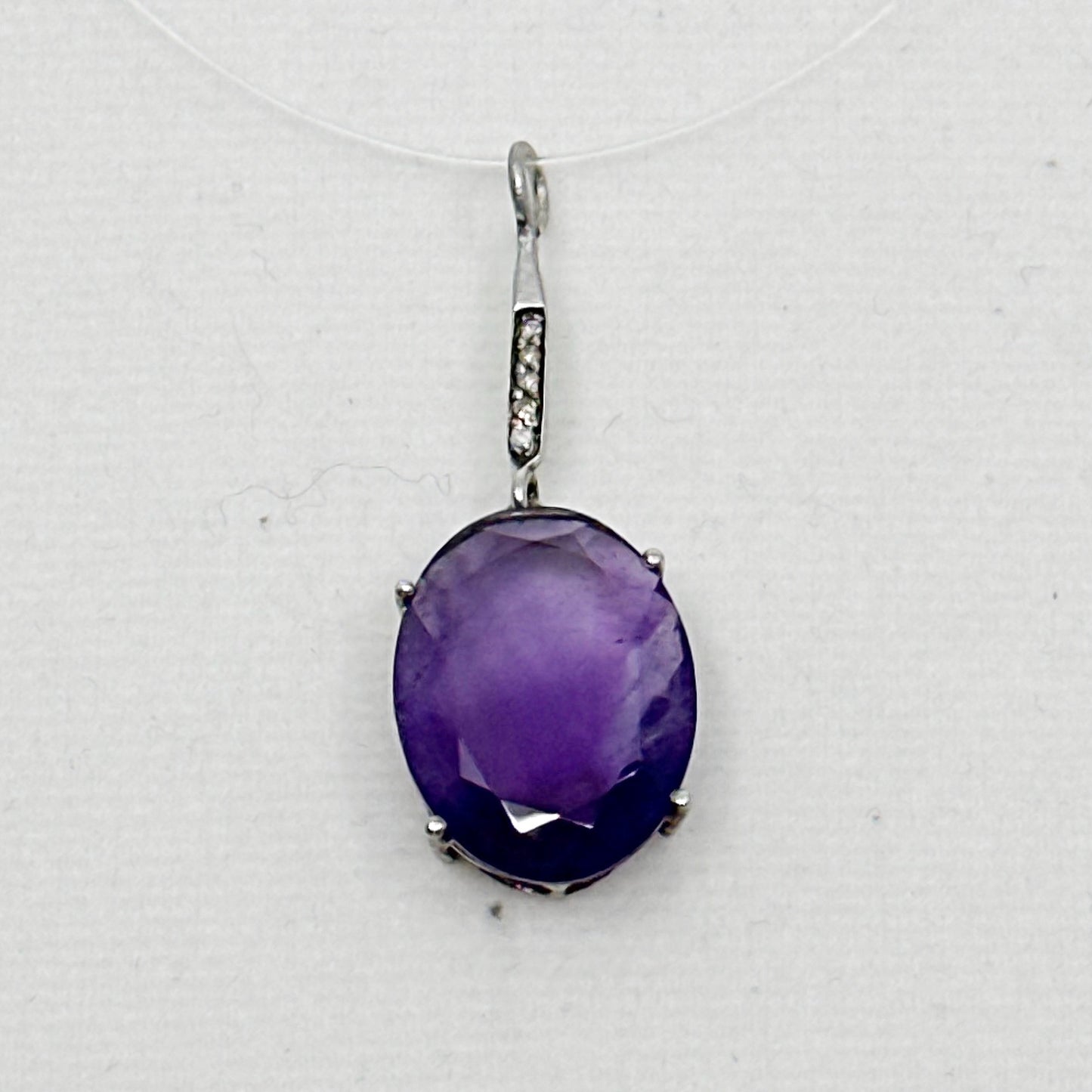 Sterling silver amethyst & diamond Pendant GM931