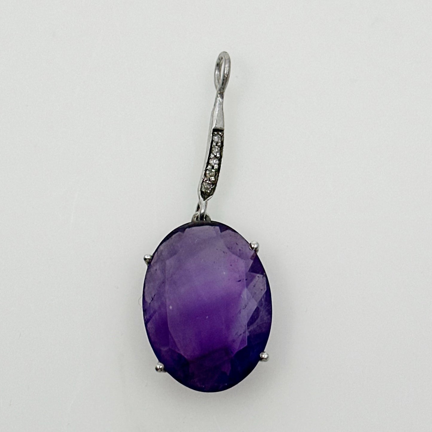 Sterling silver amethyst & diamond Pendant GM931