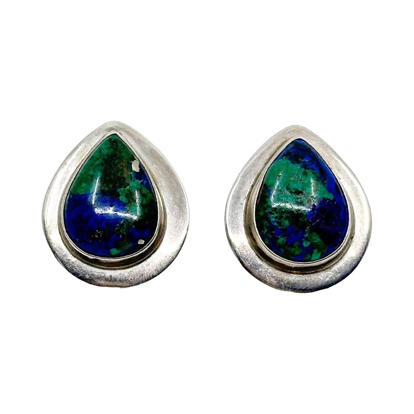 Ben G Chavez Navajo sterling silver azurite earrings GM934