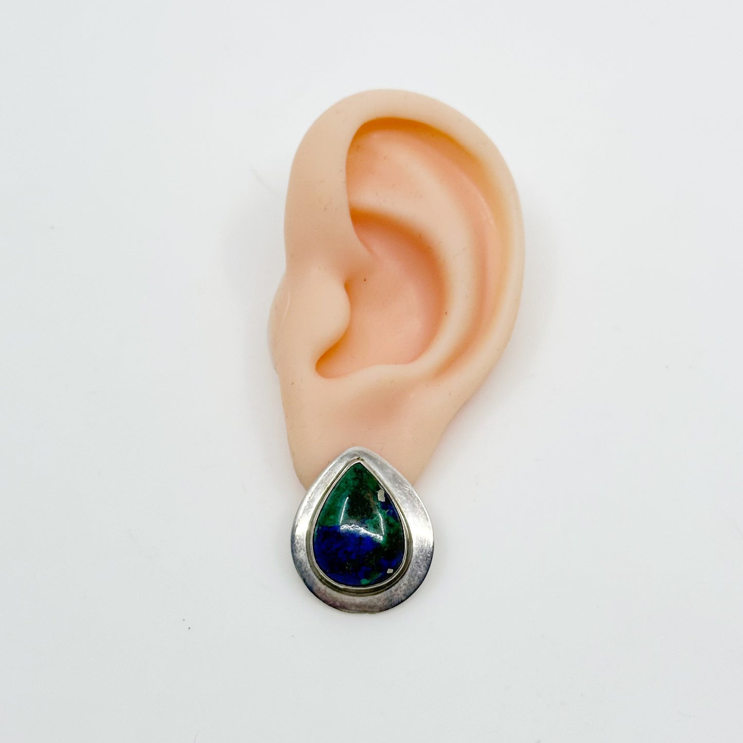Ben G Chavez Navajo sterling silver azurite earrings GM934