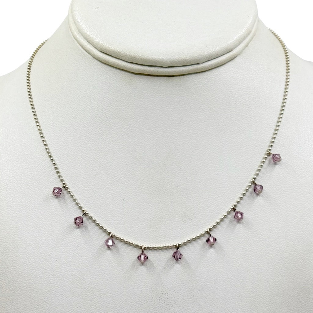 Sterling silver crystal bead charm necklace - GM935