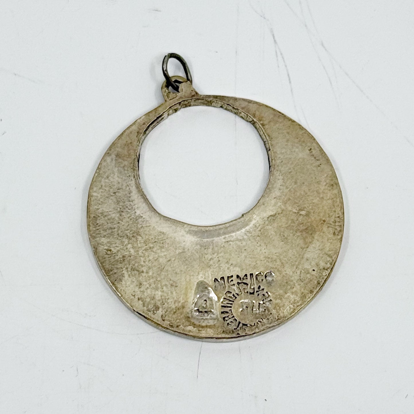 Vintage Mexican sterling silver turquoise inlay pendant
