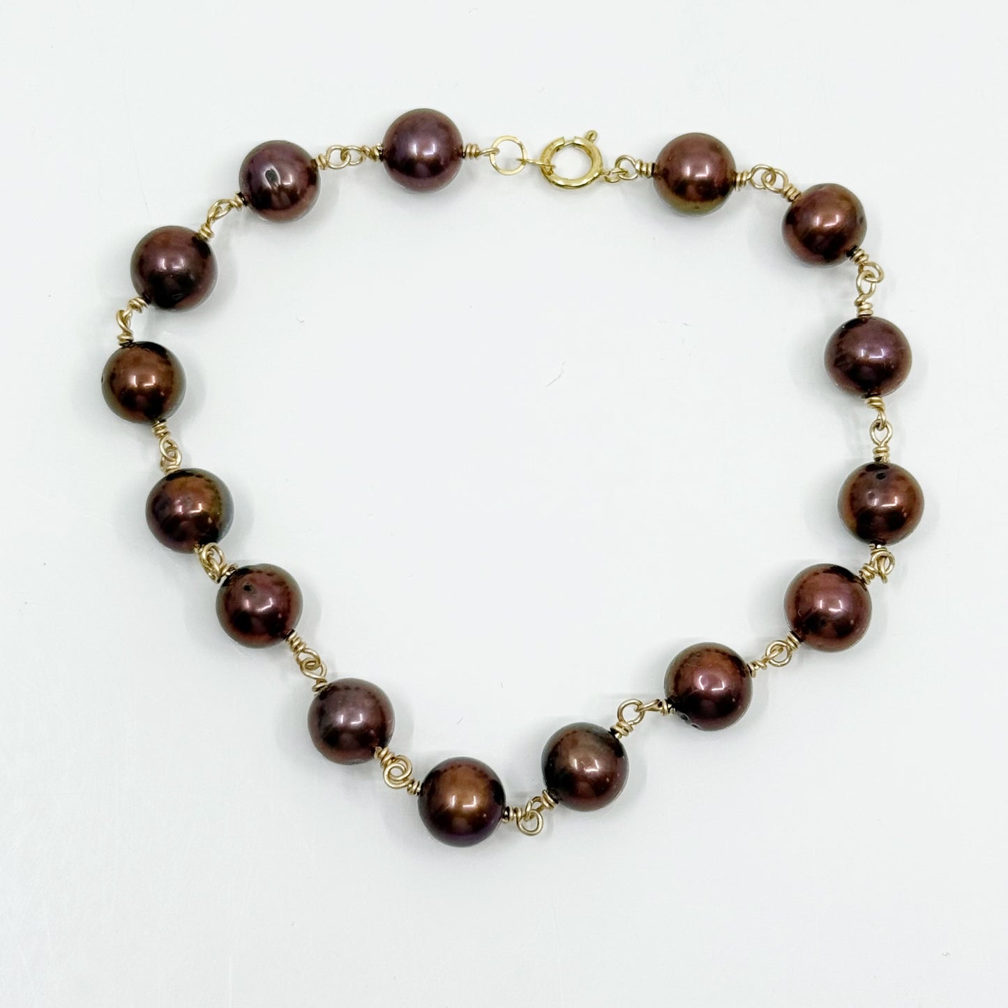 Hand Made 14k gold filled freshwater pearl bracelet