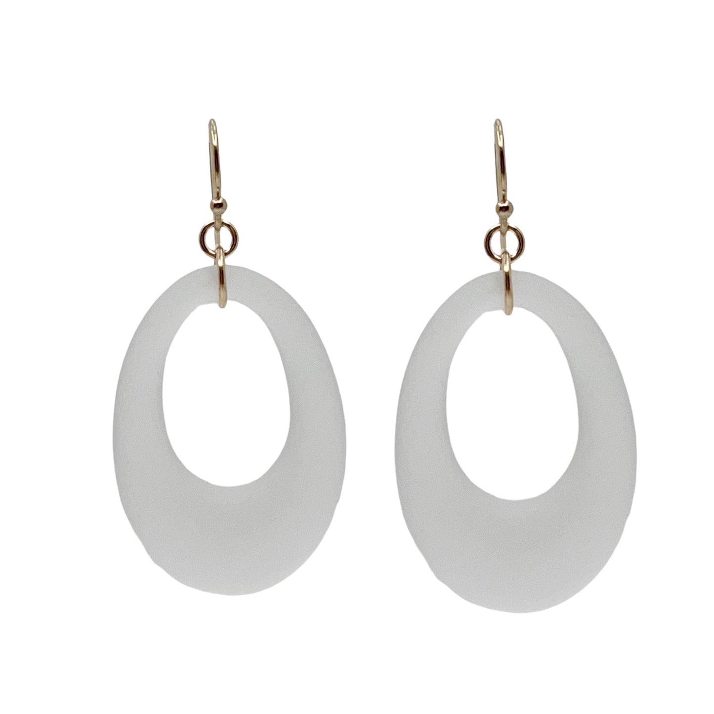 14k Gold Filled frosted rock crystal hoop earrings