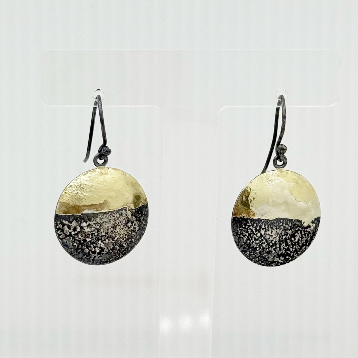 Contemporary 18k gold & sterling silver drop earrings - GM96