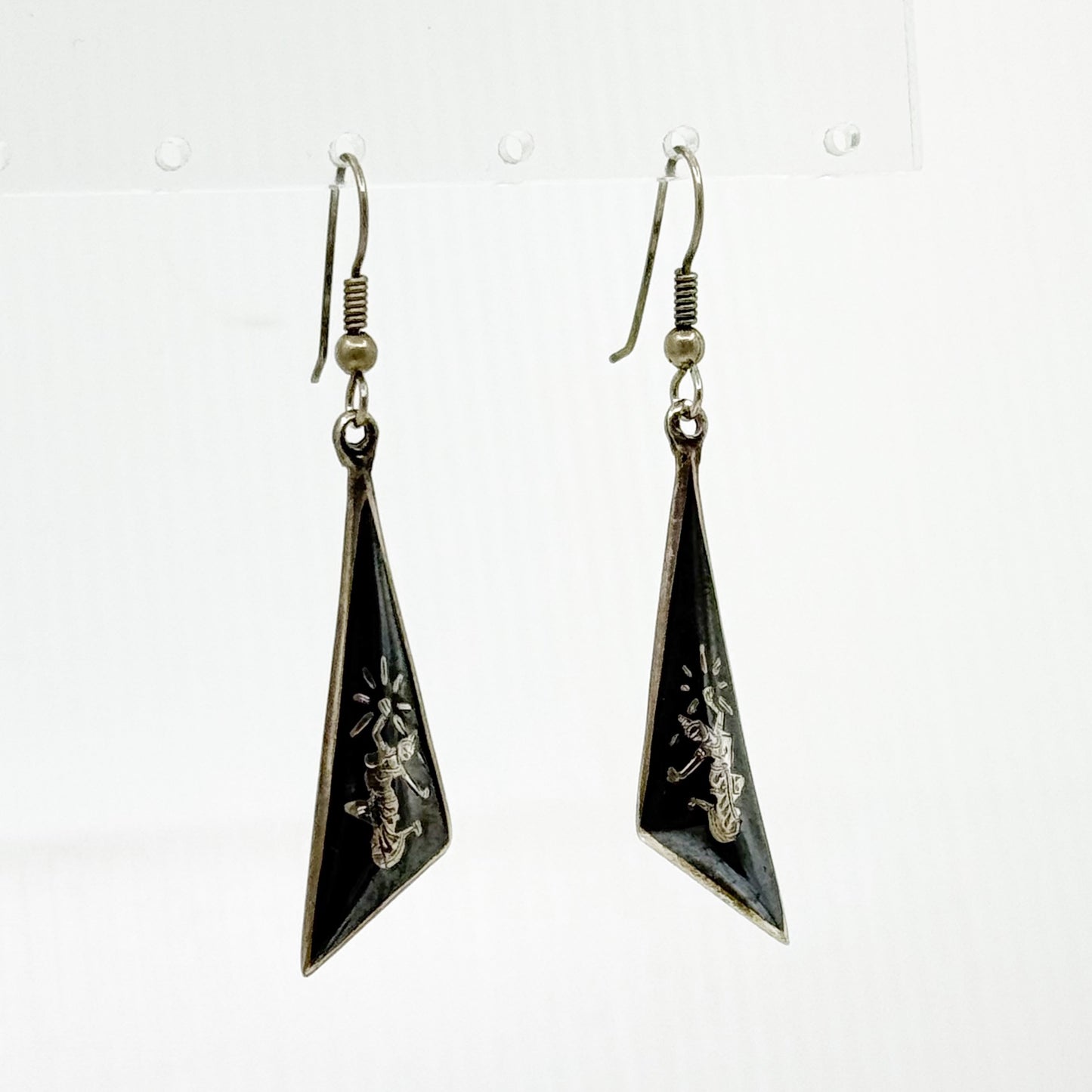 Vintage Siam Niello sterling silver earrings