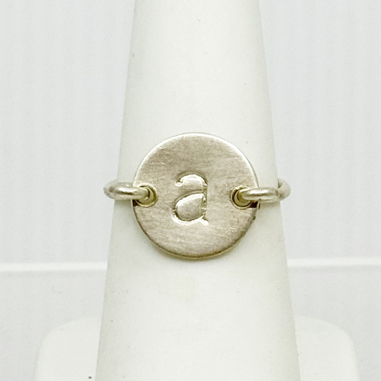 Hand Made Sterling silver A Initial disk Ring