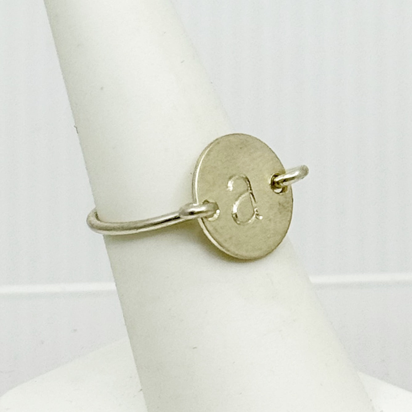 Hand Made Sterling silver A Initial disk Ring
