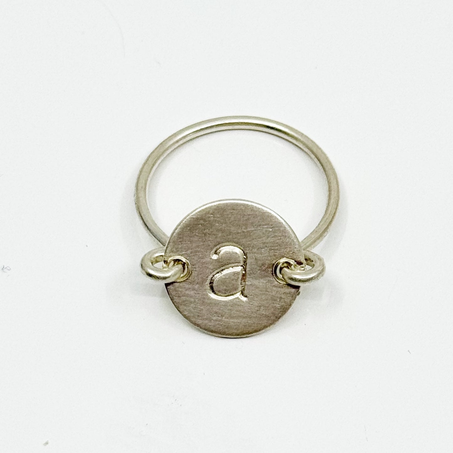 Hand Made Sterling silver A Initial disk Ring