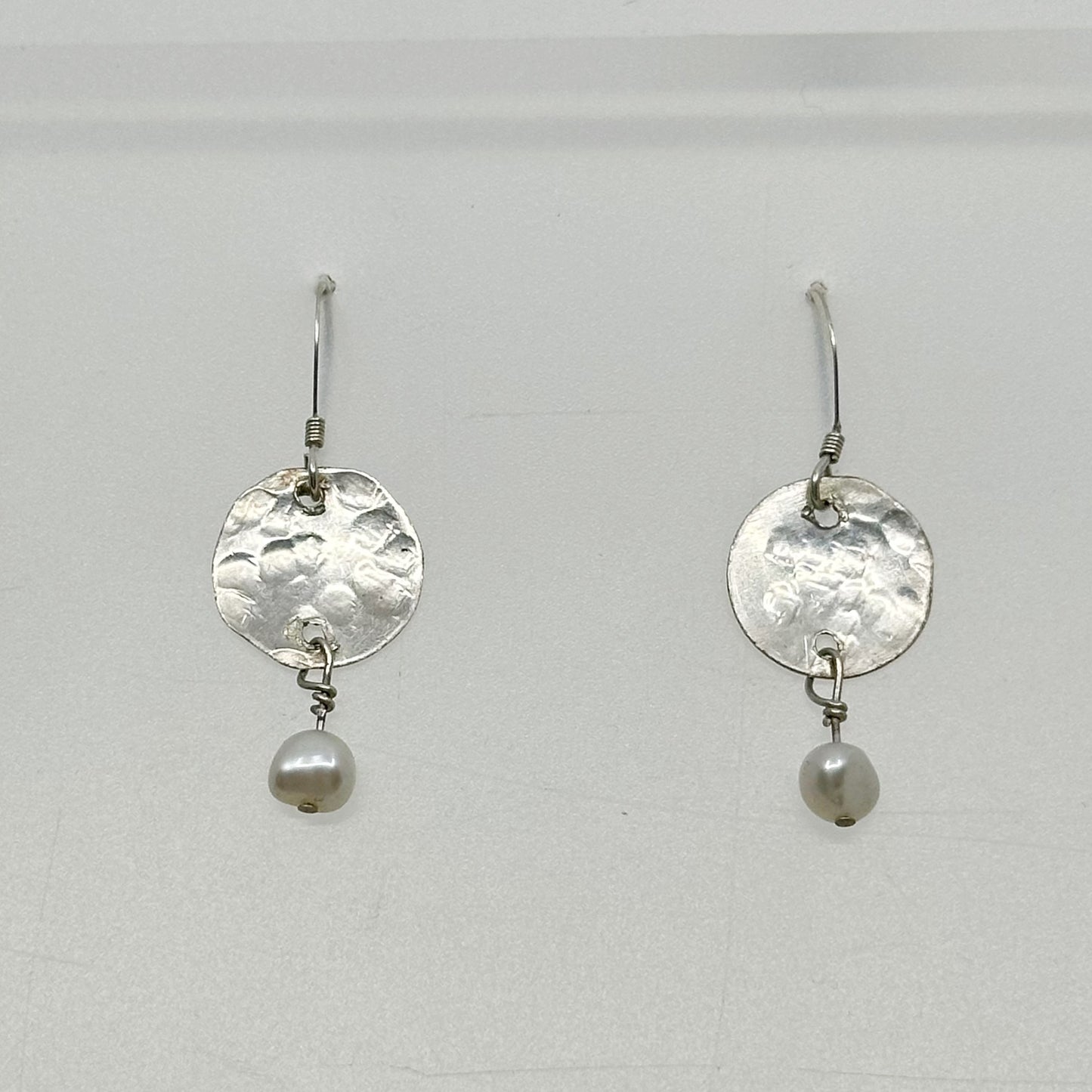 Hand Made sterling silver Pearl drop earrings