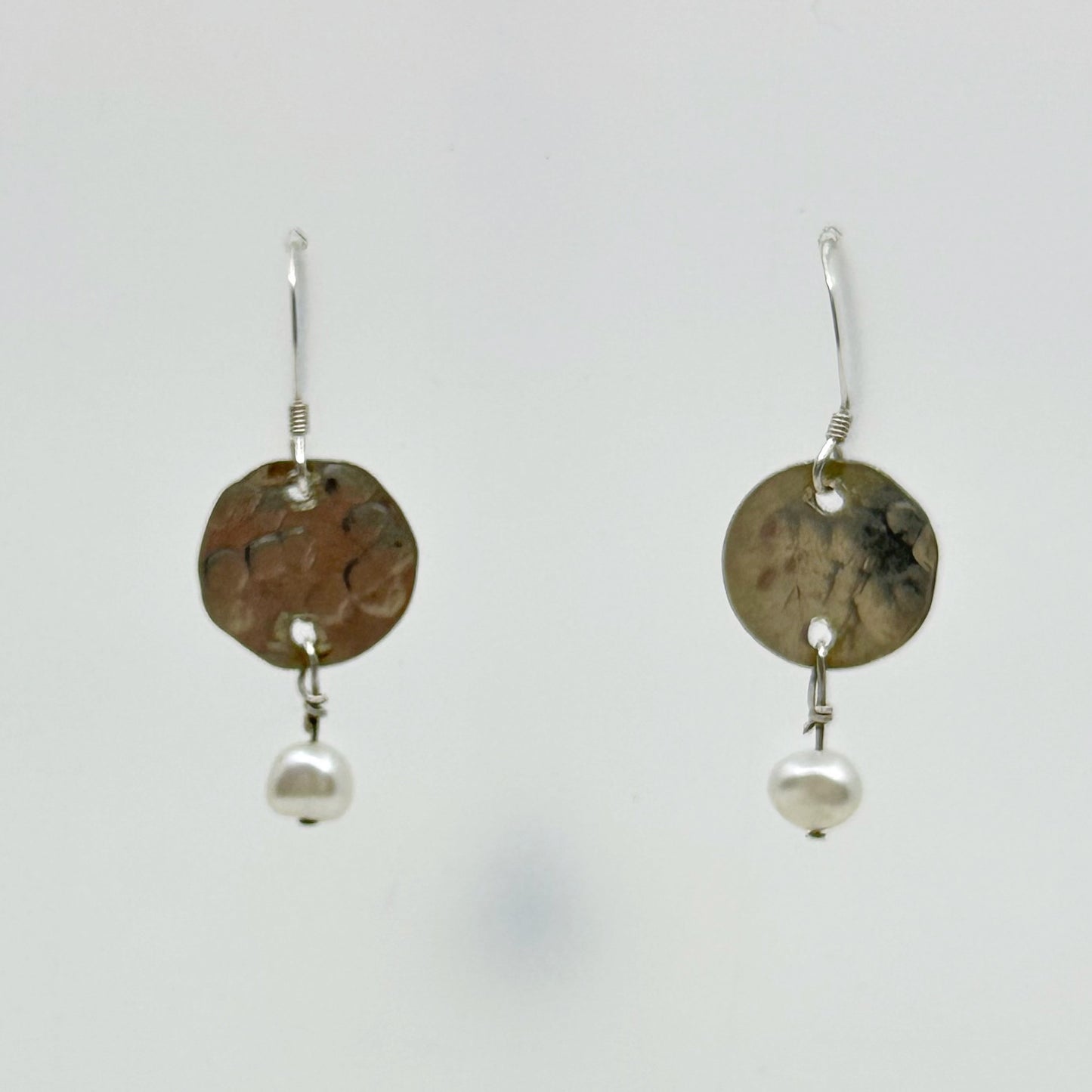 Hand Made sterling silver Pearl drop earrings