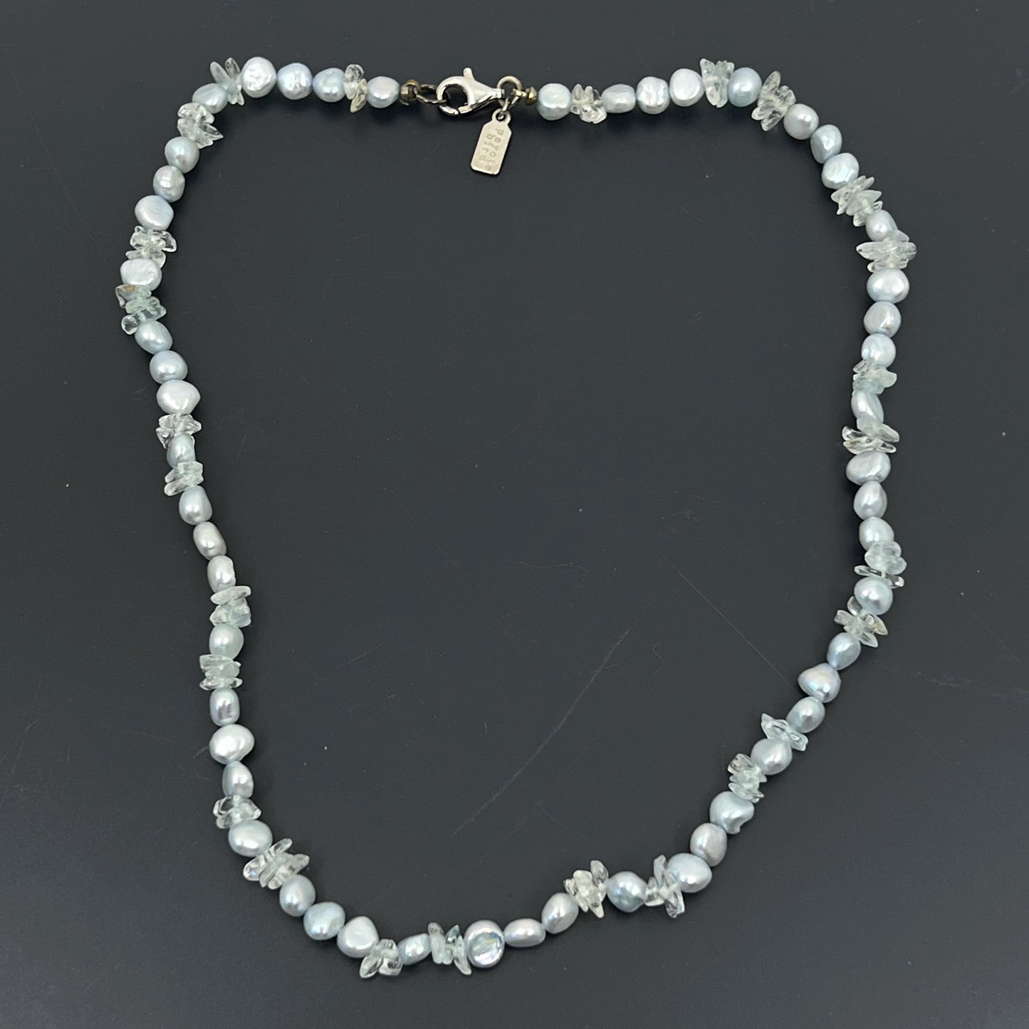 Peyote Bird sterling silver pearl & quartz bead necklace