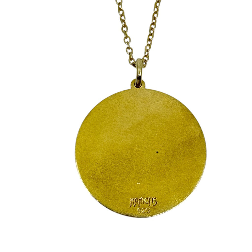 Haniotis 18k gold over sterling silver illusion Medallion pendant necklace - GM989