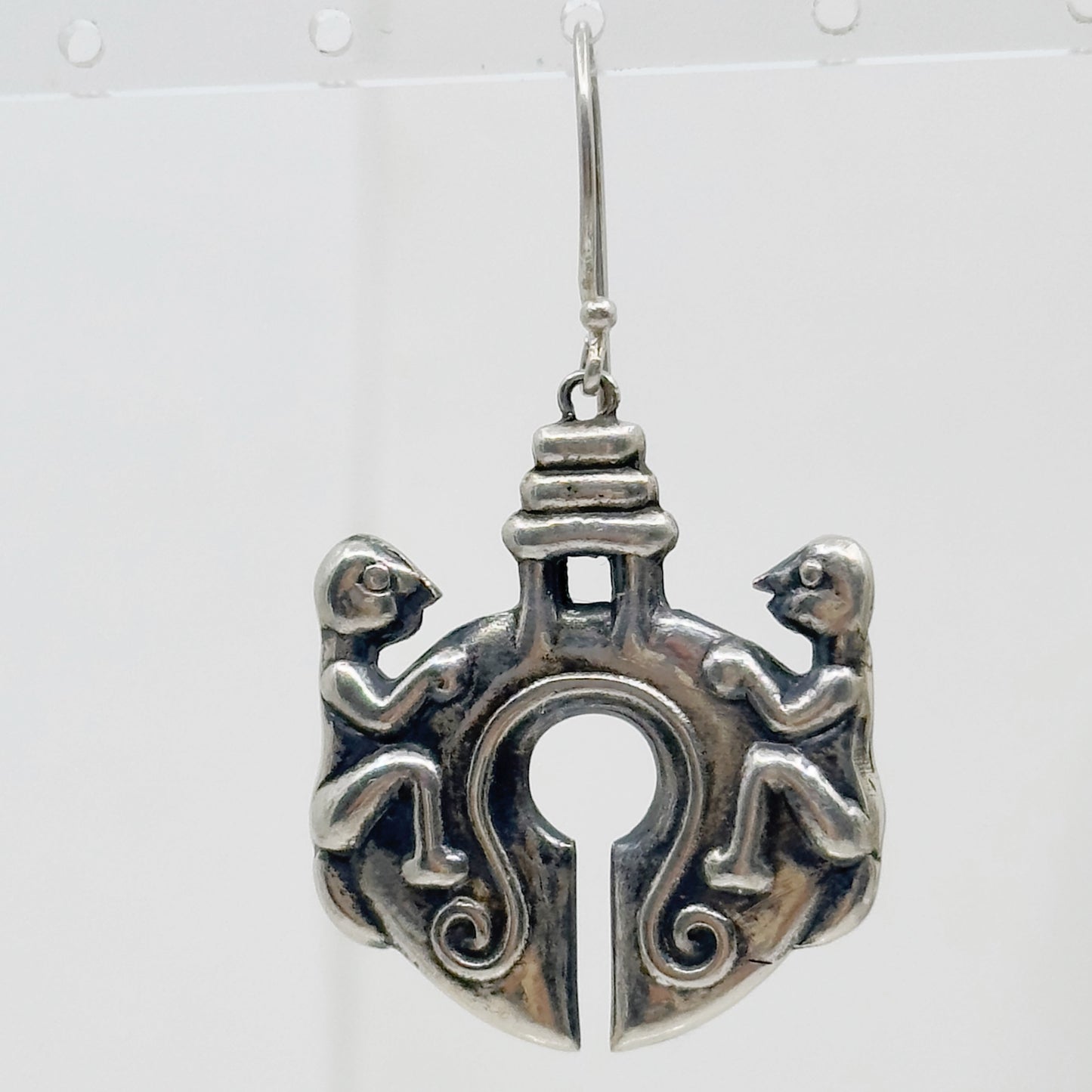 Vintage sterling silver tribal Indonesian drop earrings - GM68