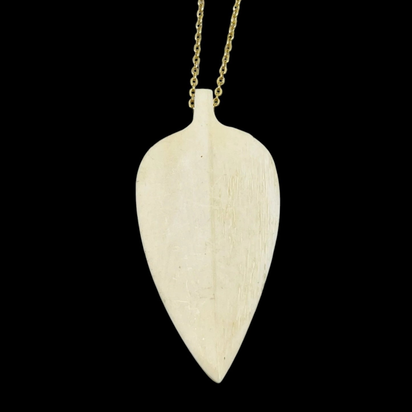 14k Gold Vermeil Sterling silver carved bone leaf necklace - GM126