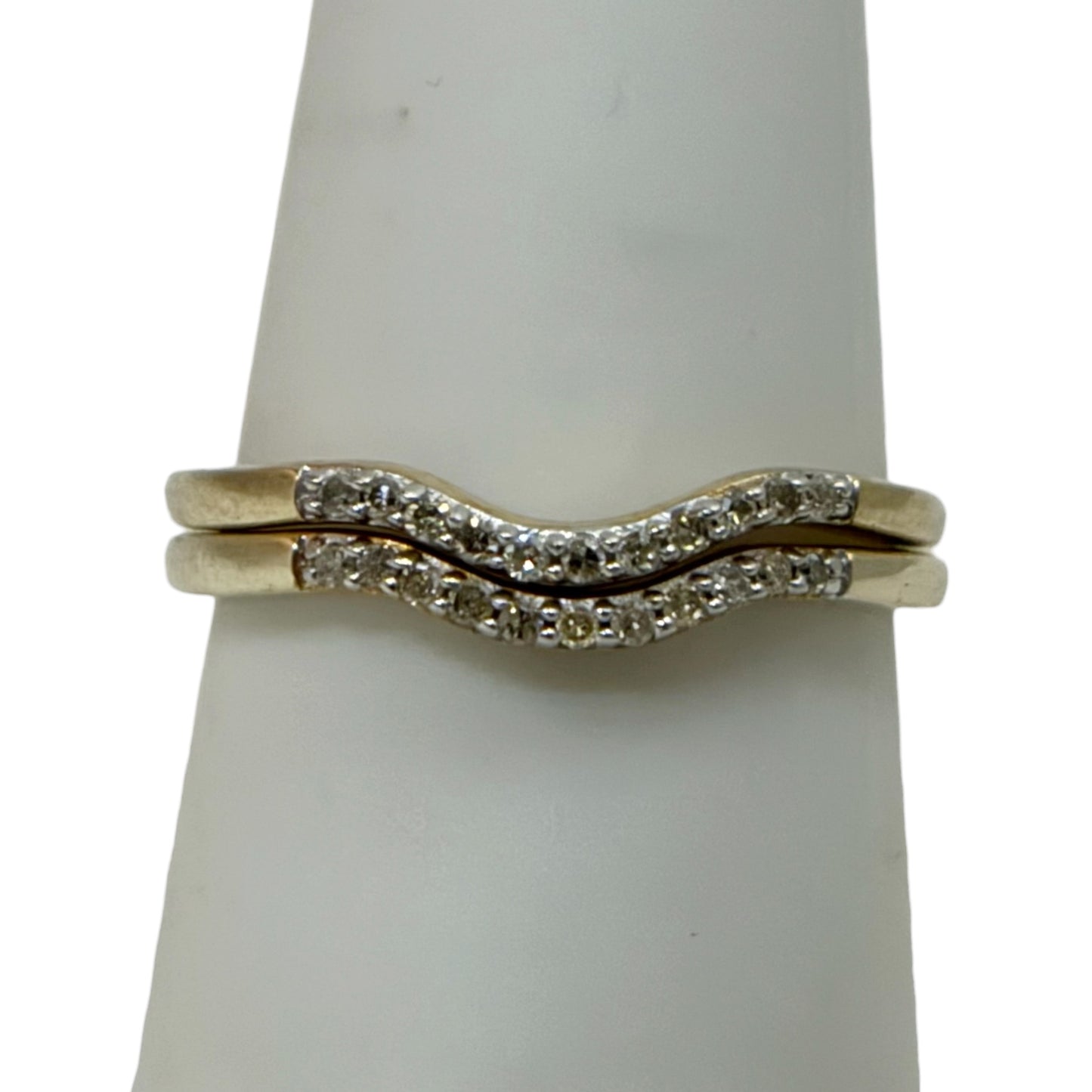 2 Gold vermeil sterling silver diamond stack ring set - GM634