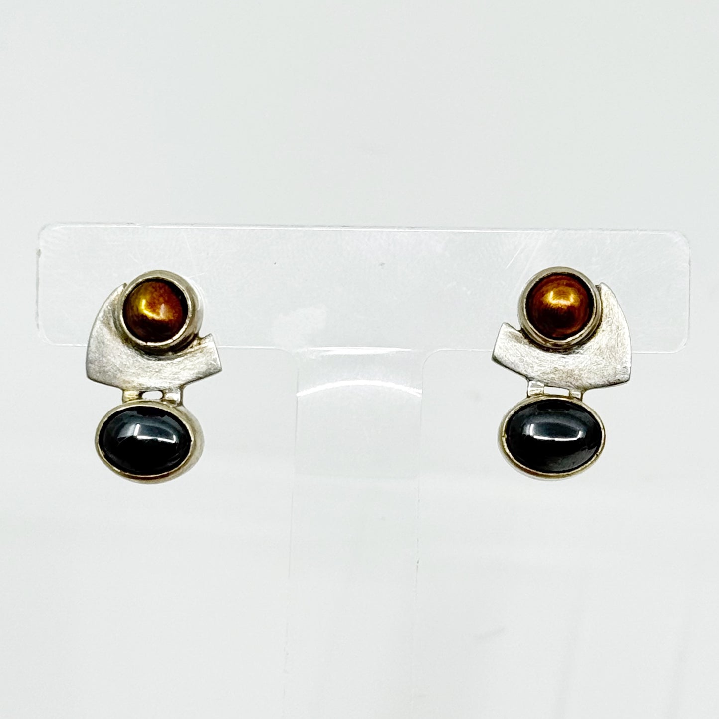 Sterling silver amethyst pearl & hematite earrings