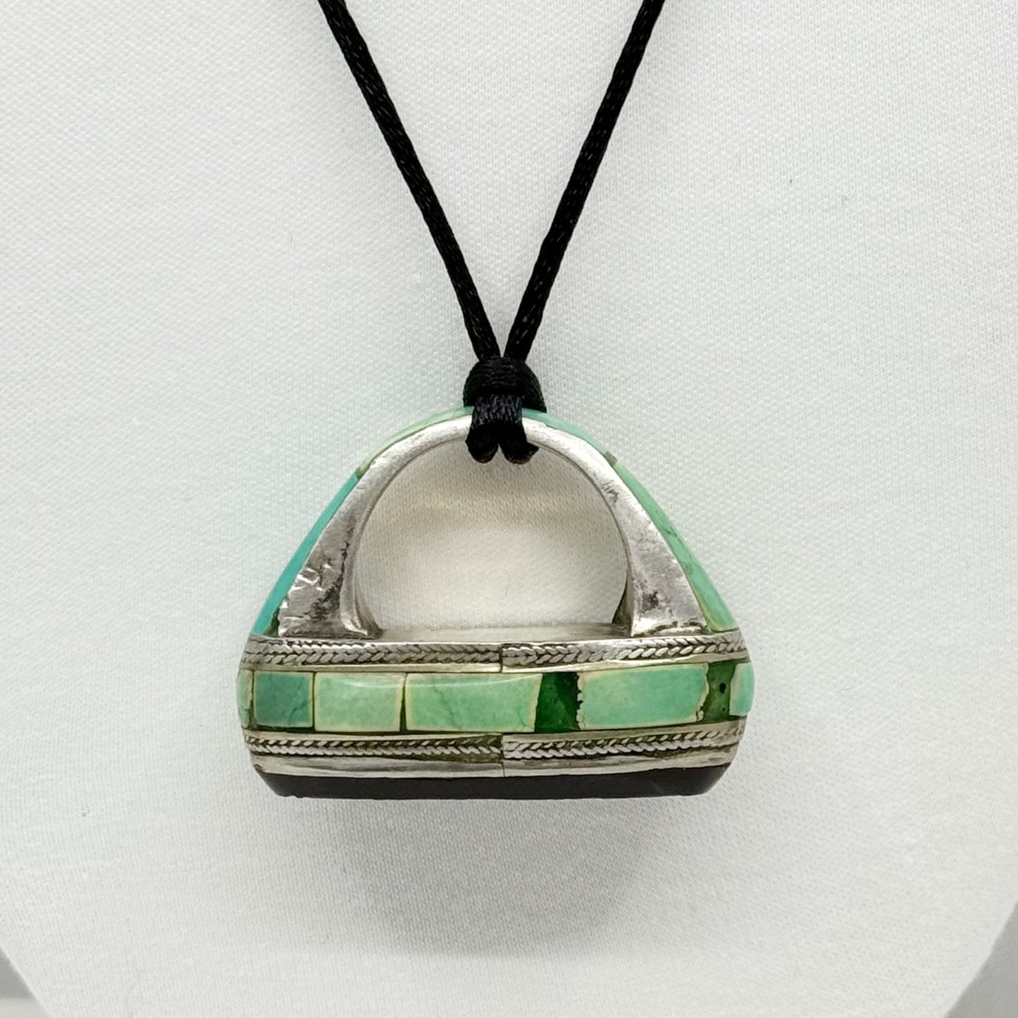 Antique Sterling silver carnelian intaglio & turquoise inlay ring - Pendant GM481
